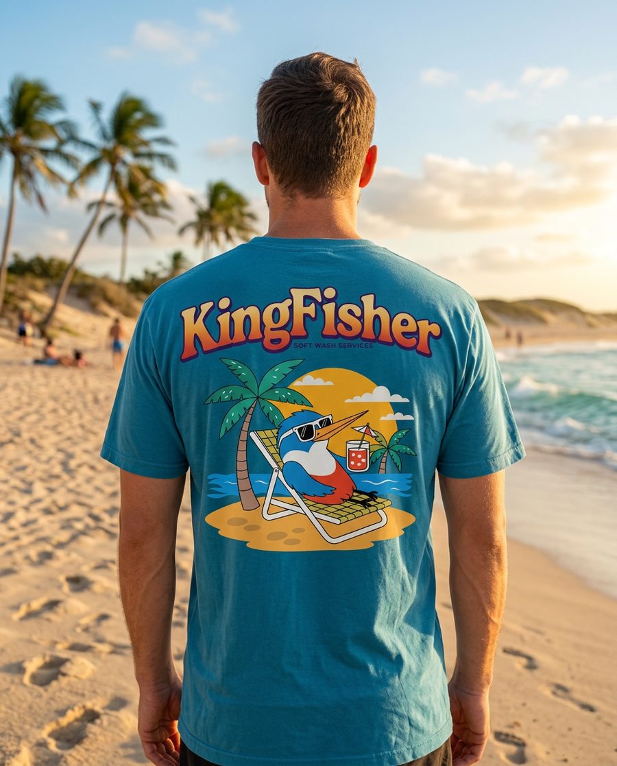 KingFisher Soft Wash ‘Beach Day’ tee, back print