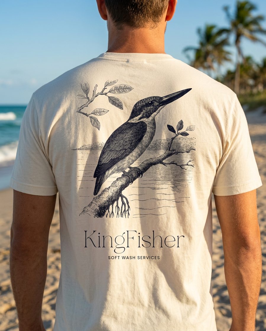 KingFisher Soft Wash ‘Black & White’ tee, back print