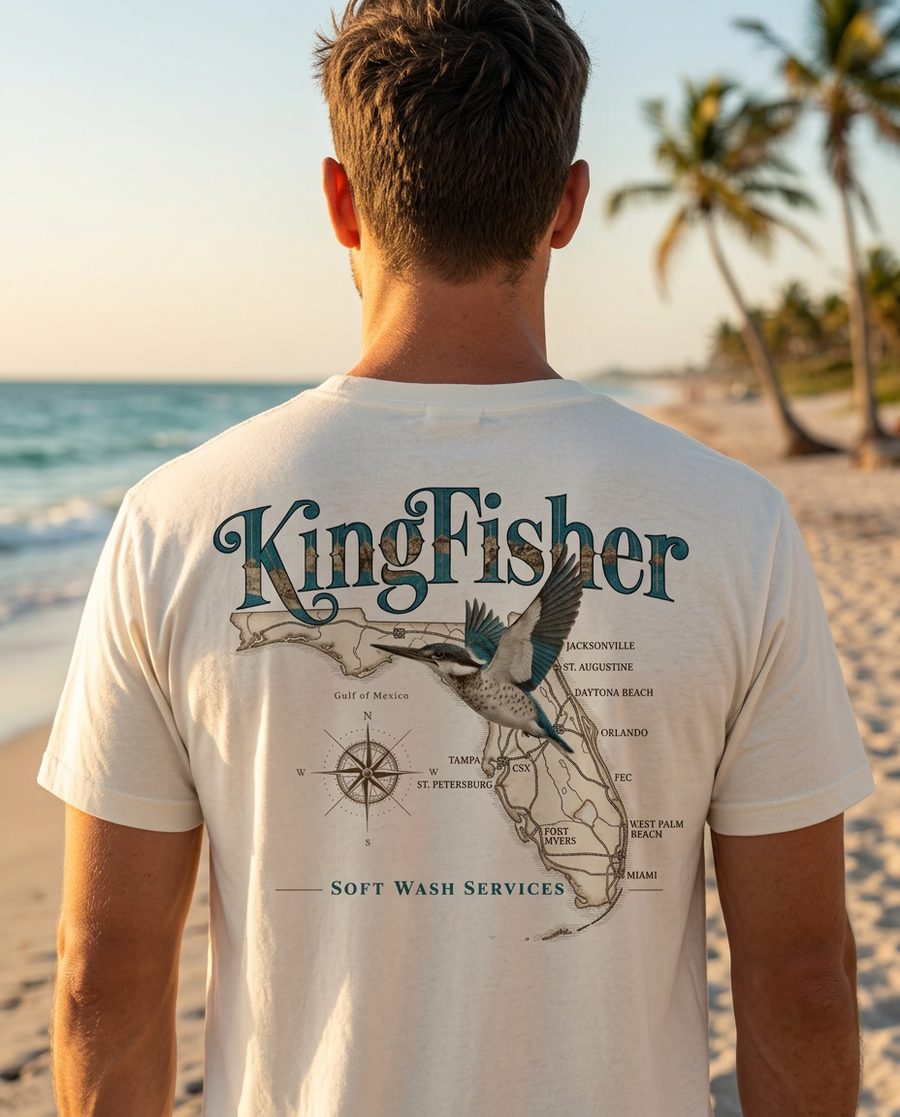 KingFisher Soft Wash ‘Railway’ tee, back print