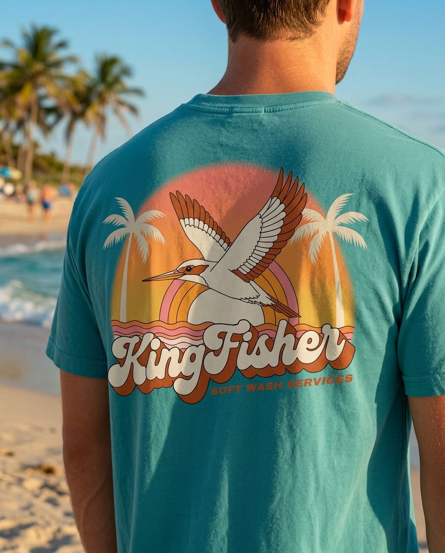 KingFisher Soft Wash ‘Sunrise’ tee, back print