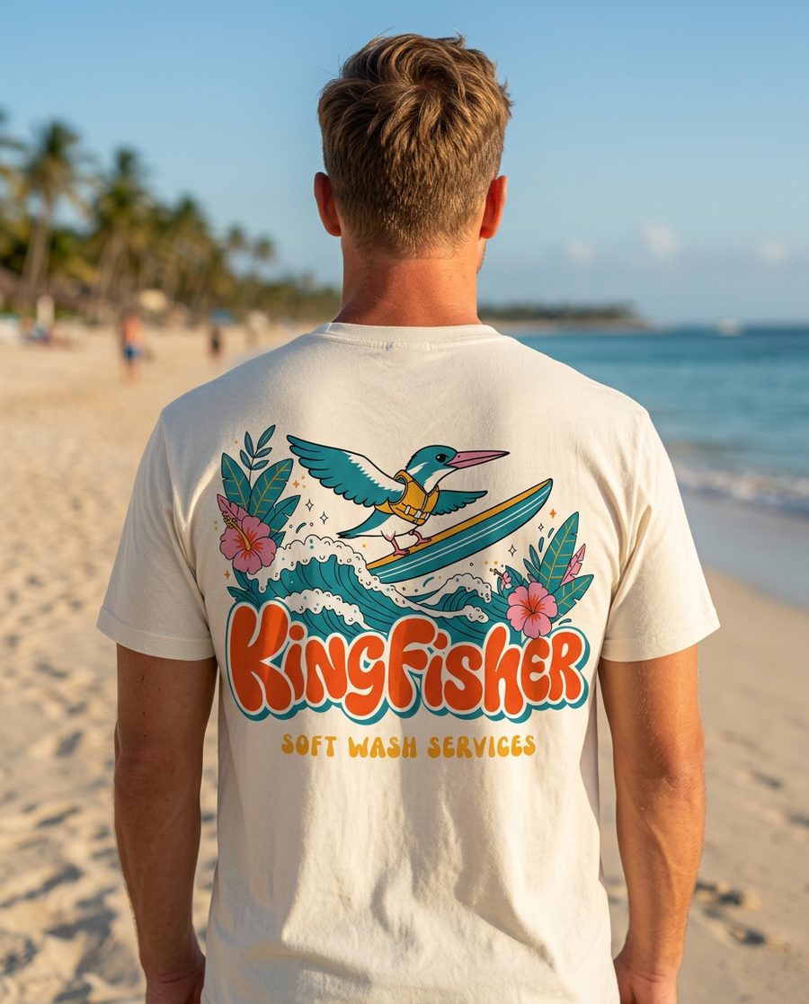 KingFisher Soft Wash ‘Surf’ tee, back print