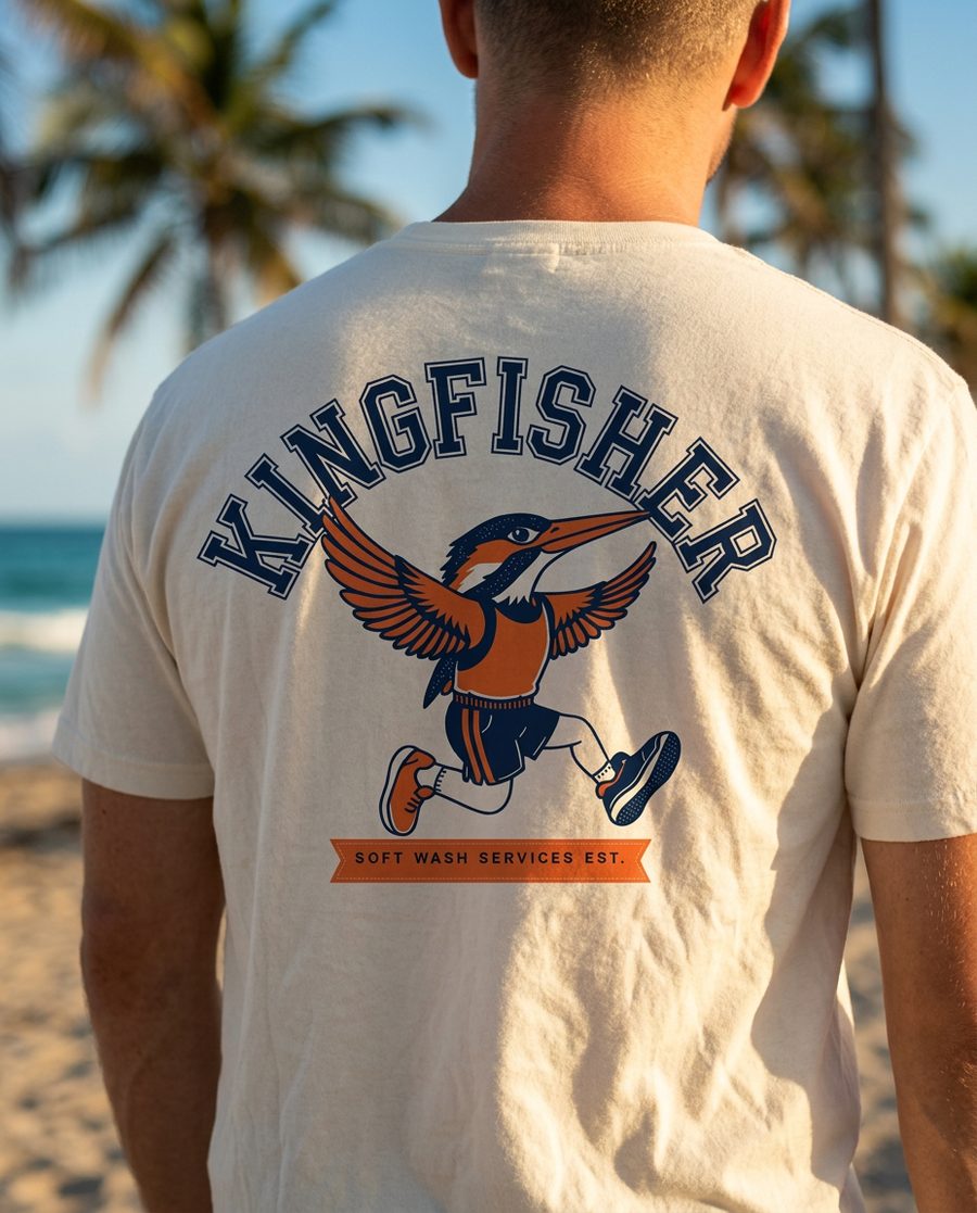 KingFisher Soft Wash ‘University’ tee, back print